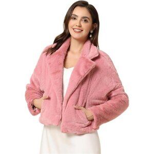 Women's Faux Fur Bolero Jacket Formal Pink